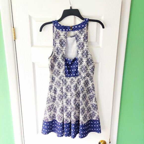 Rewind Dress Blue and Cream Boho Bohemian Cottage Cottagecore Western Fairy - Picture 2 of 5